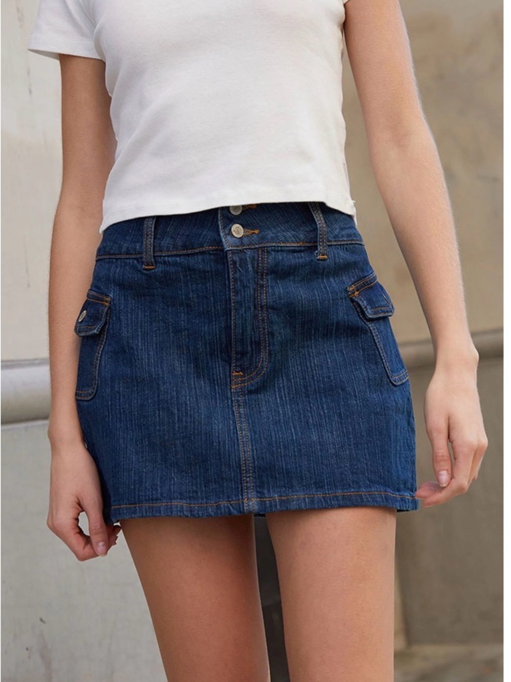 Brandy Melville Dark Blue Denim Mini Skirt